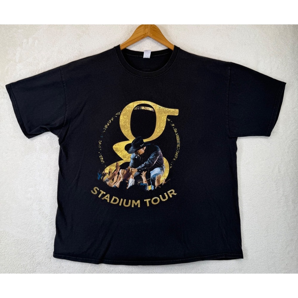 Garth Brooks Stadium Tour Concert T-Shirt Mens 2XL Black Hanes Graphic Tee